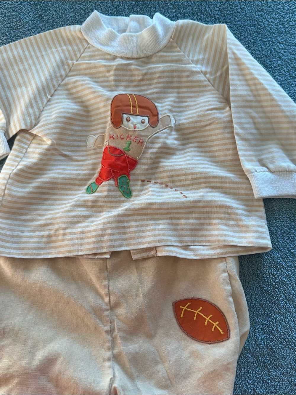 Nannette Beige & White Striped Football Player Matching Set